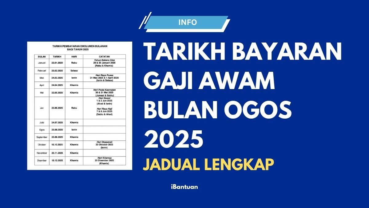 TARIKH BAYARAN GAJI AWAM BULAN OGOS 2025: JADUAL LENGKAP