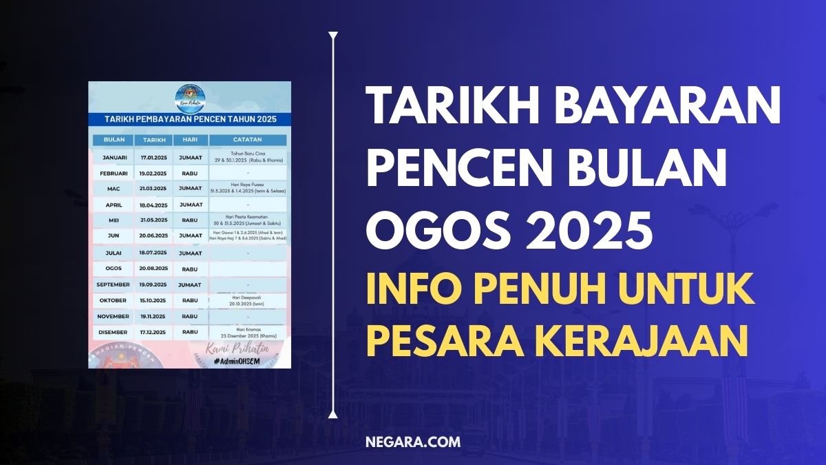 TARIKH BAYARAN PENCEN BULAN OGOS 2025 : INFO PENUH UNTUK PESARA KERAJAAN